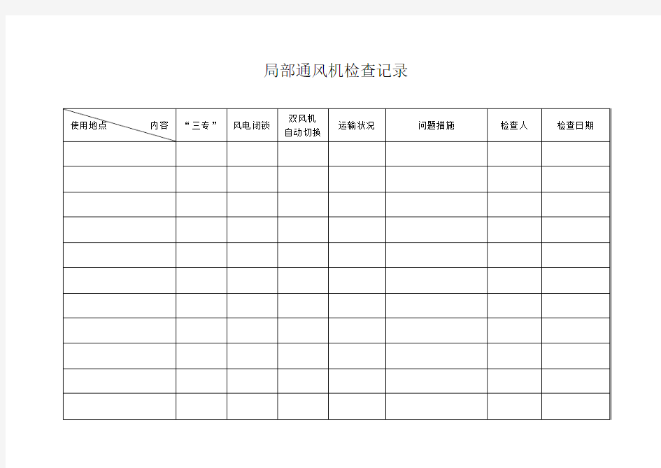 局部通风机检查记录