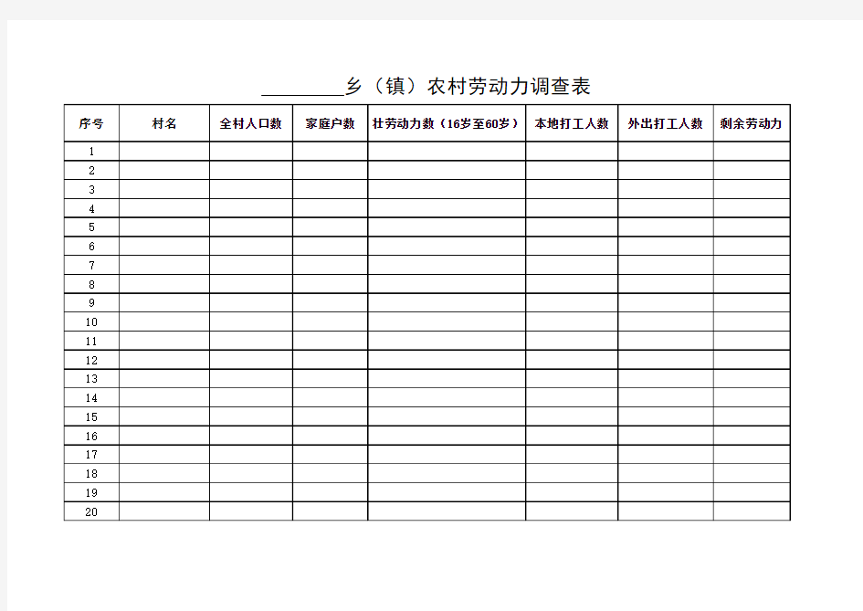 农村劳动力调查表