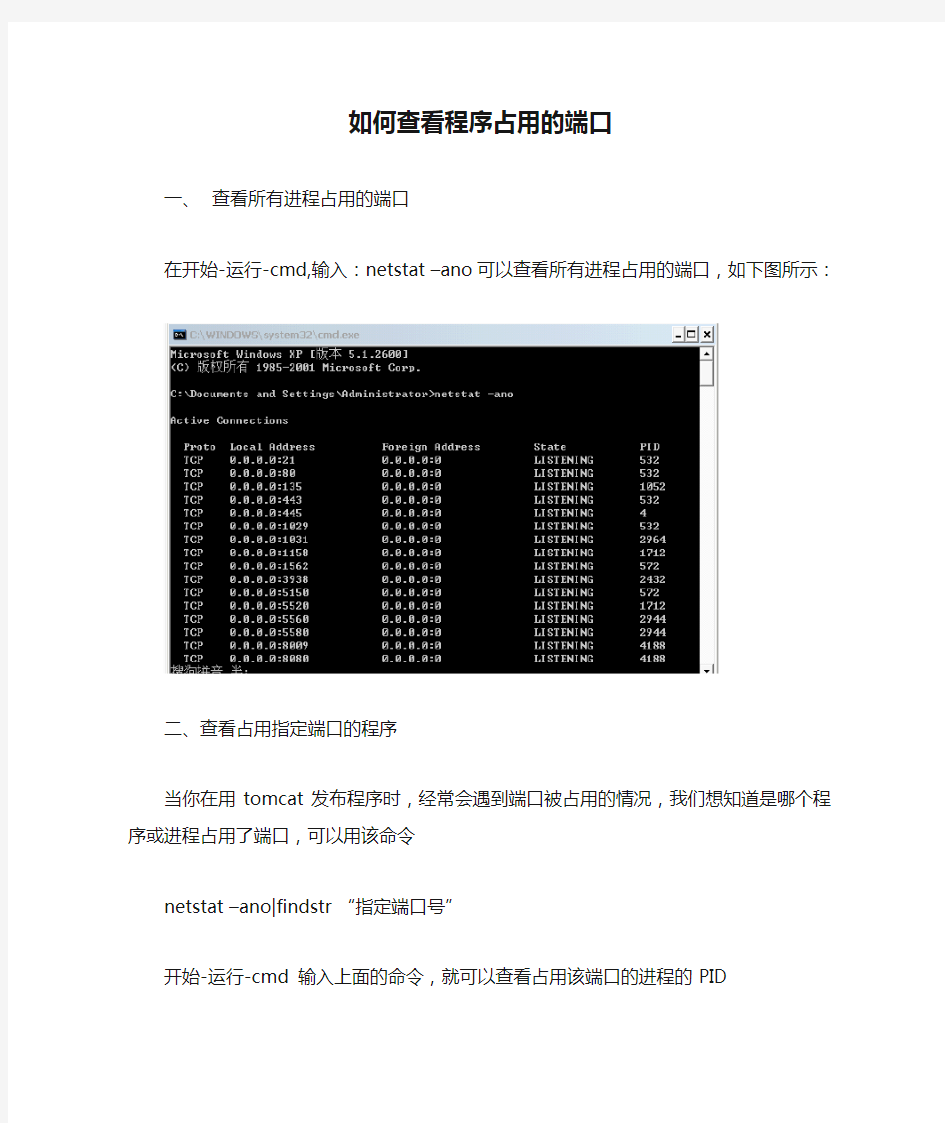 如何查看程序占用的端口