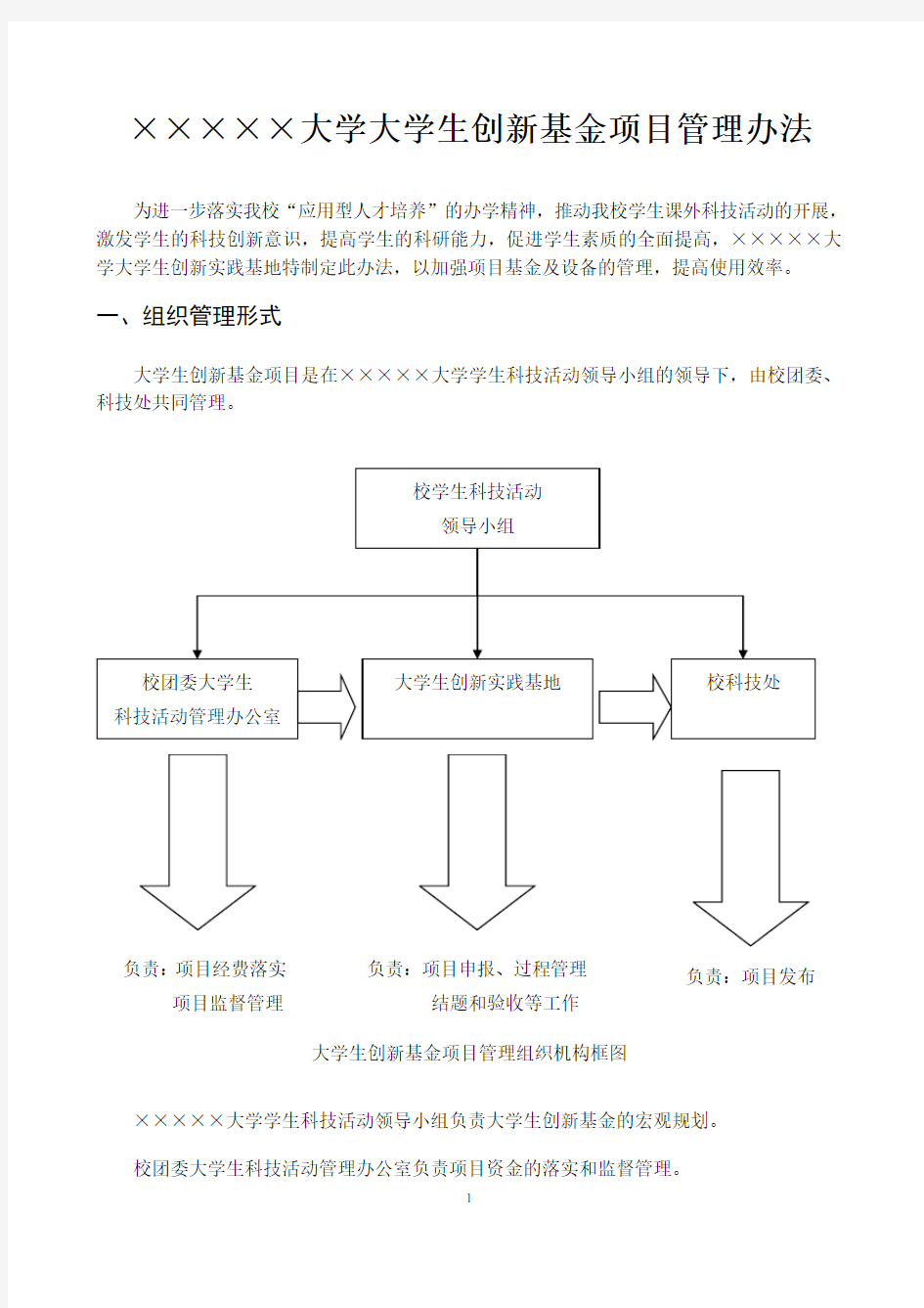 大学生创新基金项目管理办法