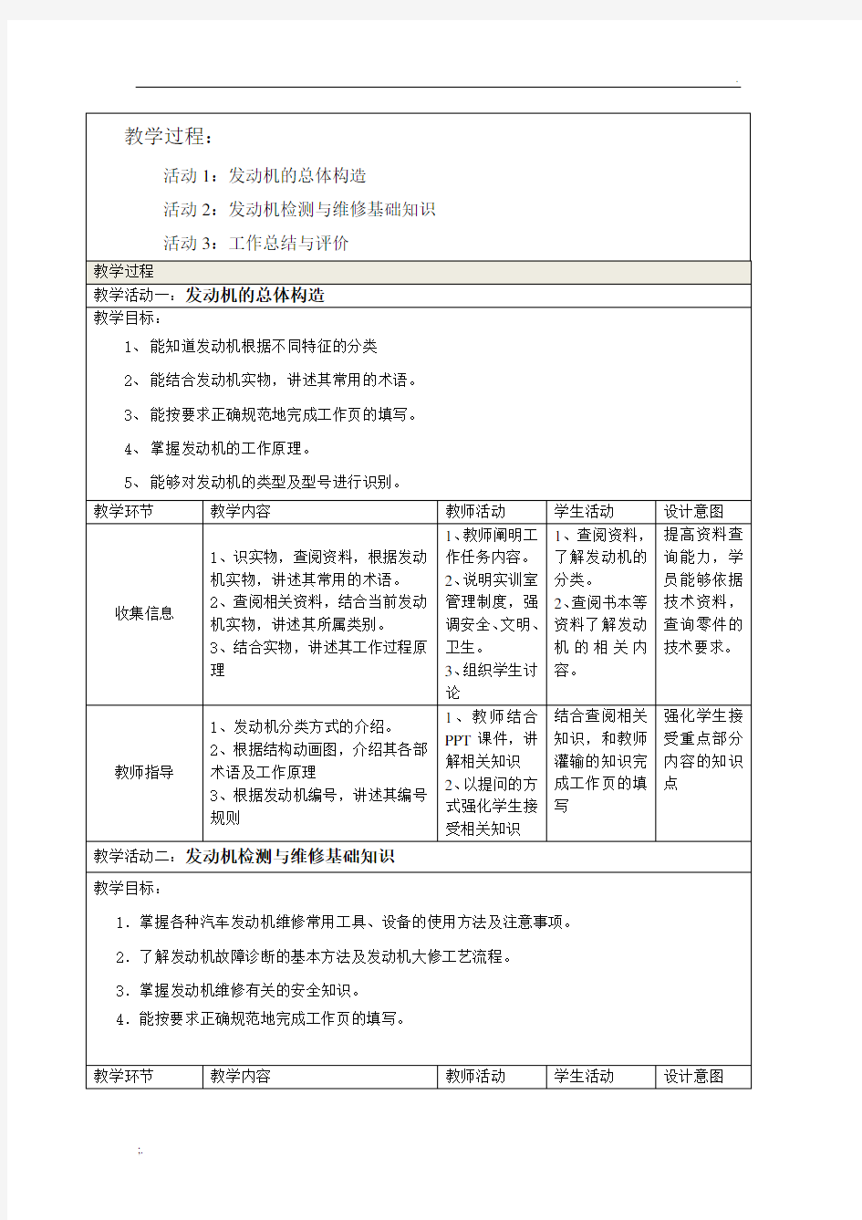 汽车专业一体化教案(发动机)