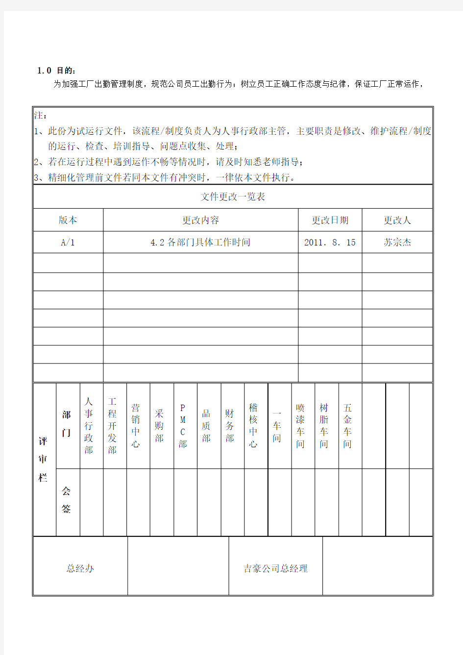 考勤管理制度(正式版)