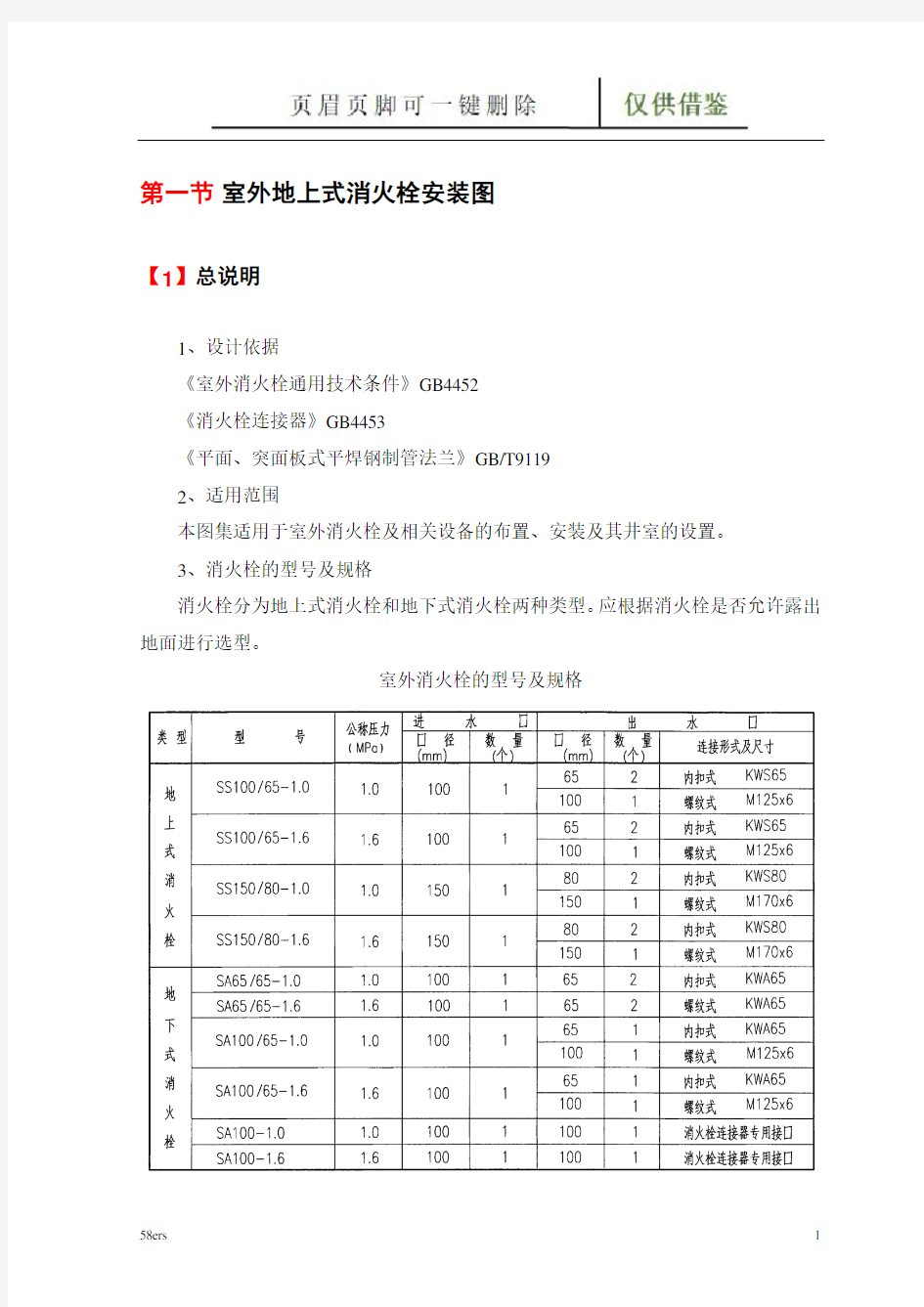 室外地上式消火栓安装图(图表记录)