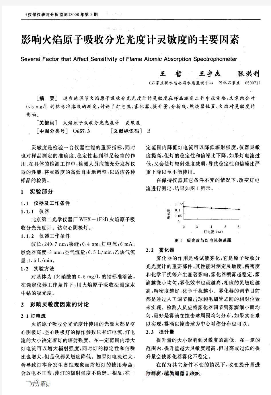 影响火焰原子吸收分光光度计灵敏度的主要因素