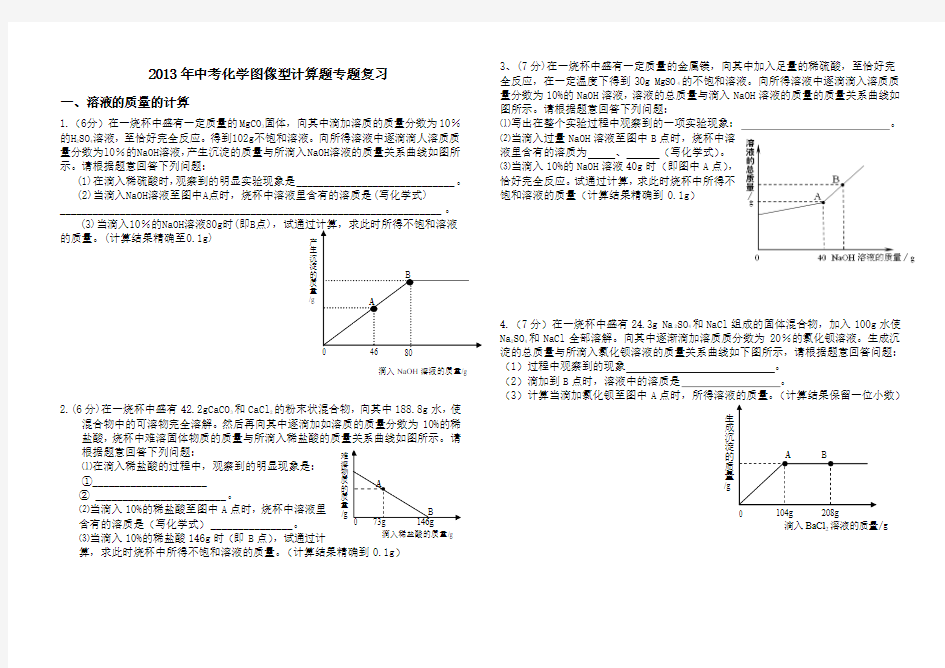 中考化学图像型计算题专题