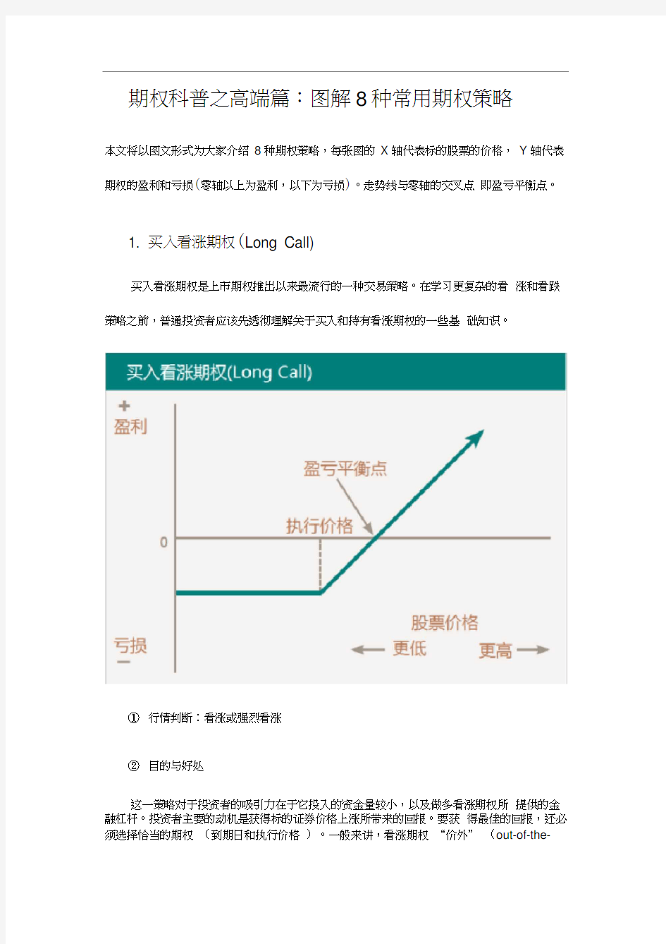 图解8种常用期权策略