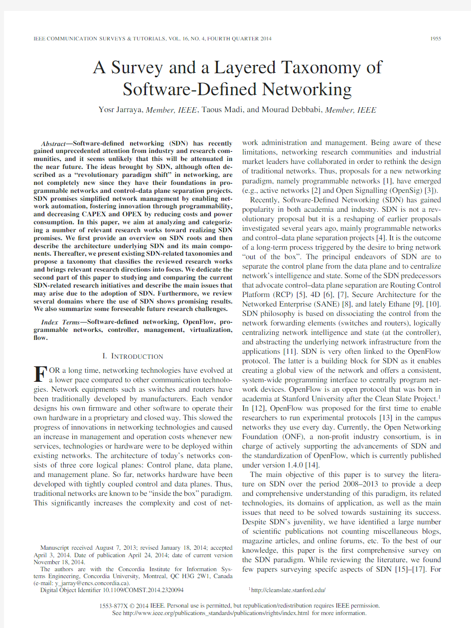A Survey and a Layered Taxonomy of SDN (2)