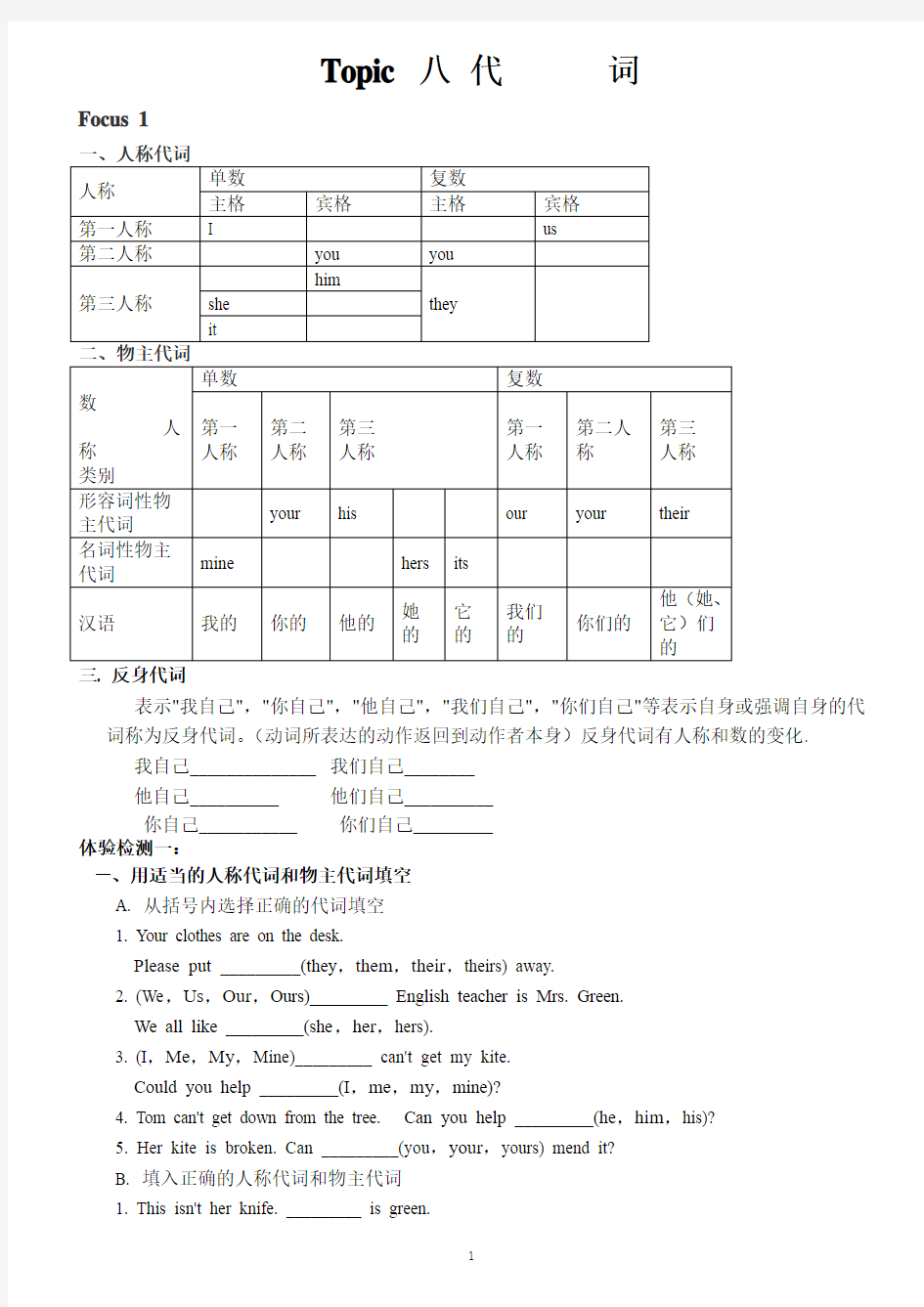 专题八-代词