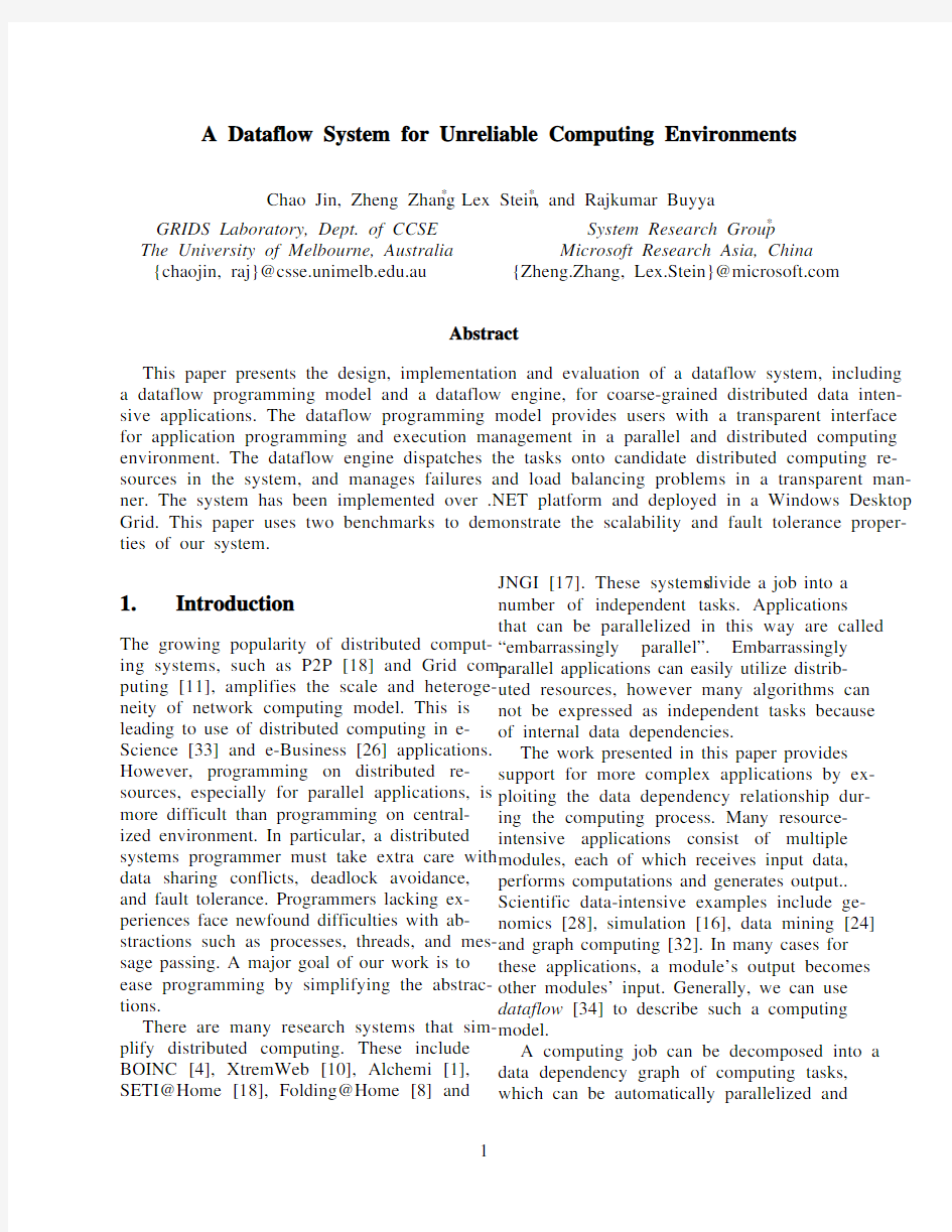 A Dataflow System for Unreliable Computing Environments