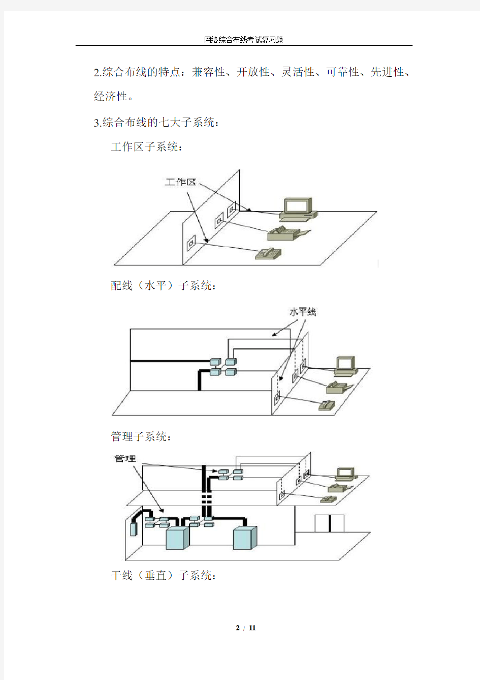 网络综合布线考试复习题