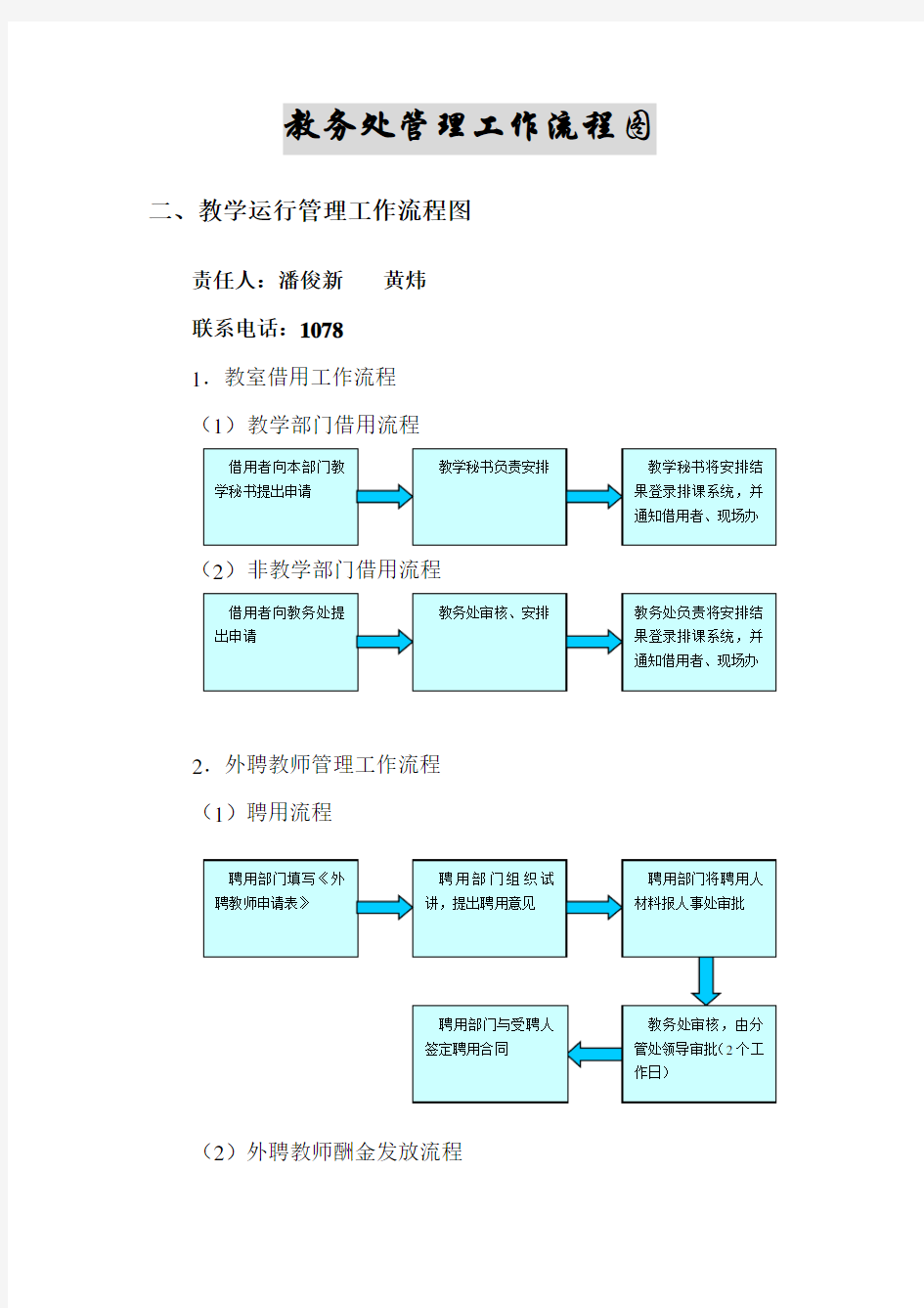 教务处管理工作流程图