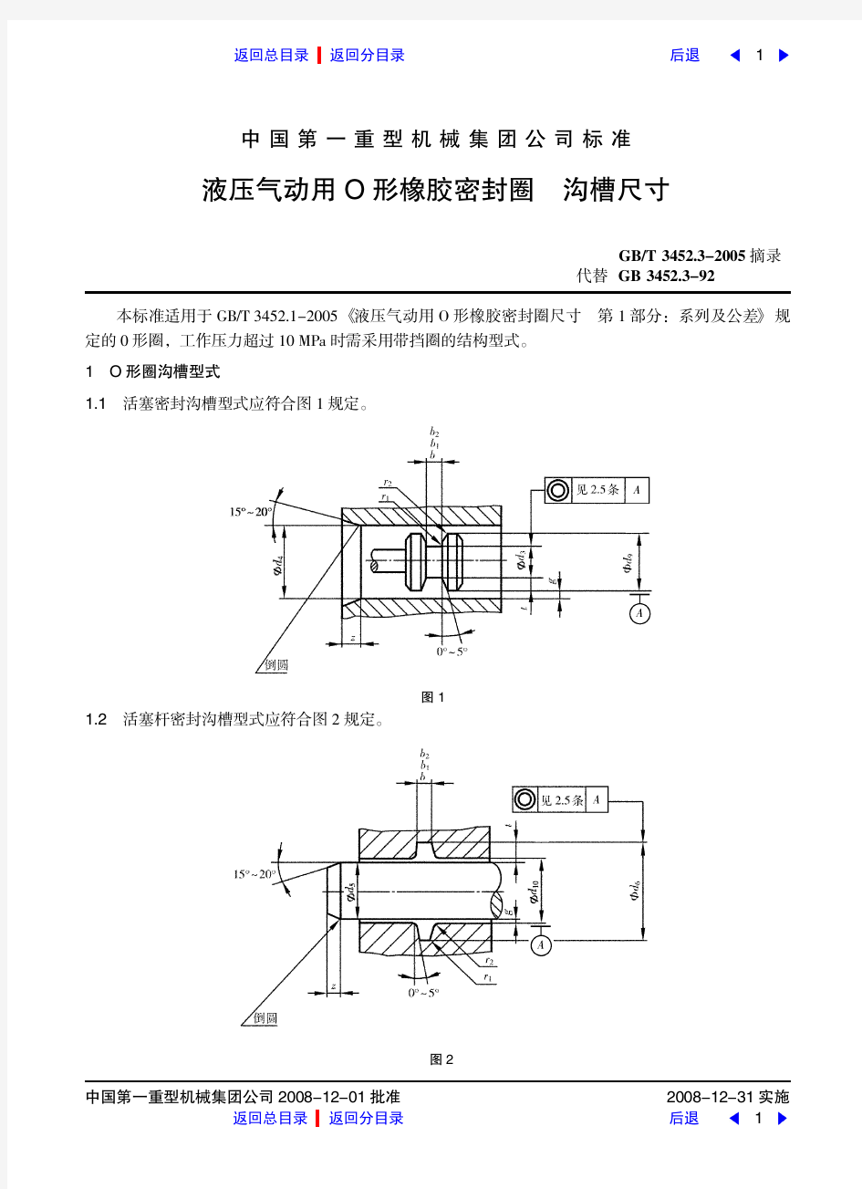 液压气动用O形橡胶密封圈沟槽尺寸