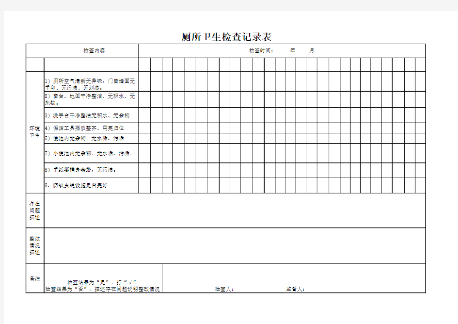 厕所卫生检查记录表