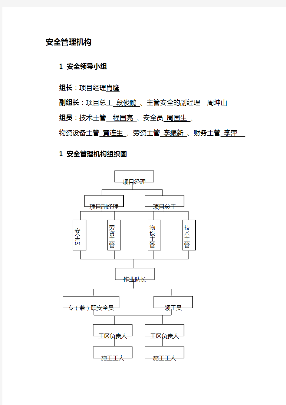 安全生产管理机构