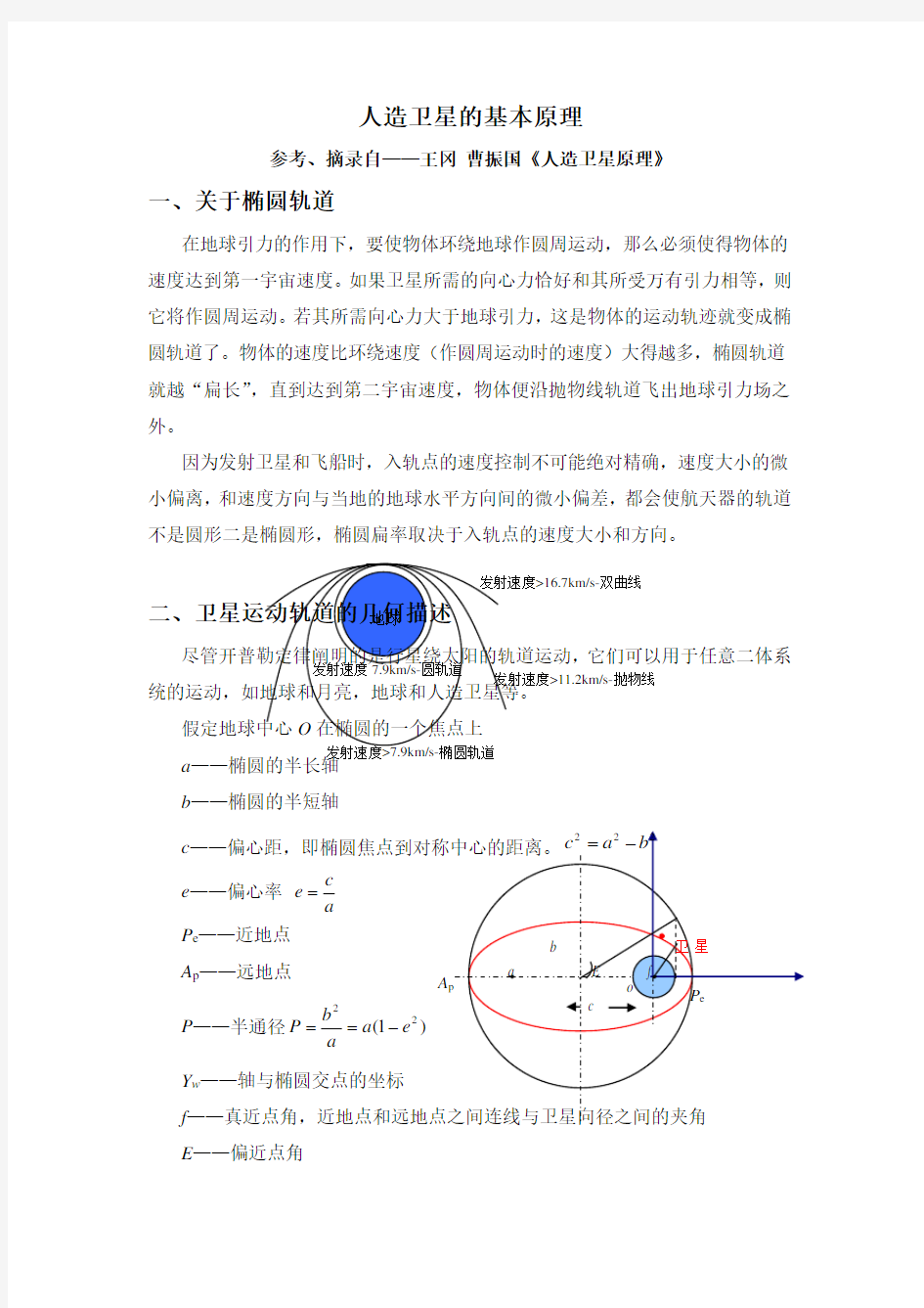 人造卫星基本原理