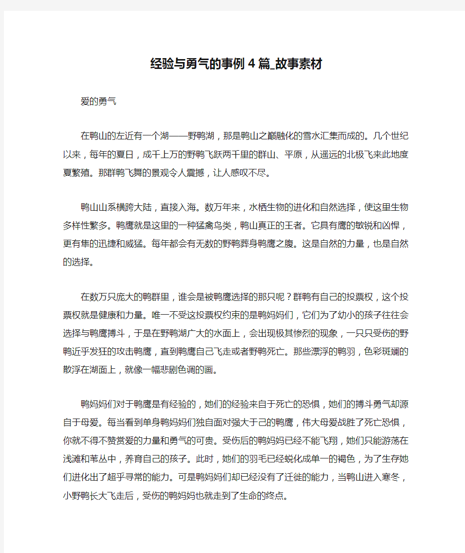 经验与勇气的事例4篇_故事素材