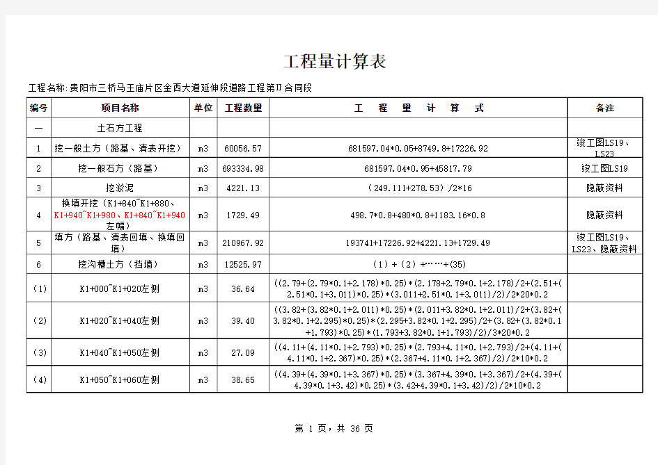 道路工程量计算表.xls