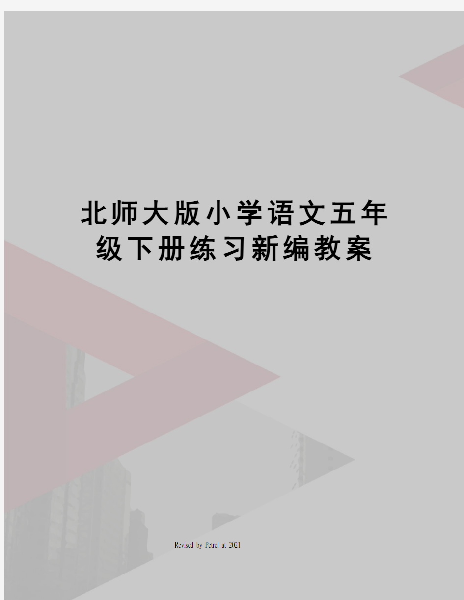 北师大版小学语文五年级下册练习新编教案