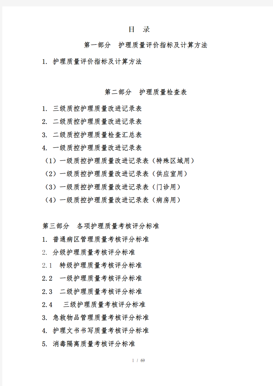 护理质量检查表