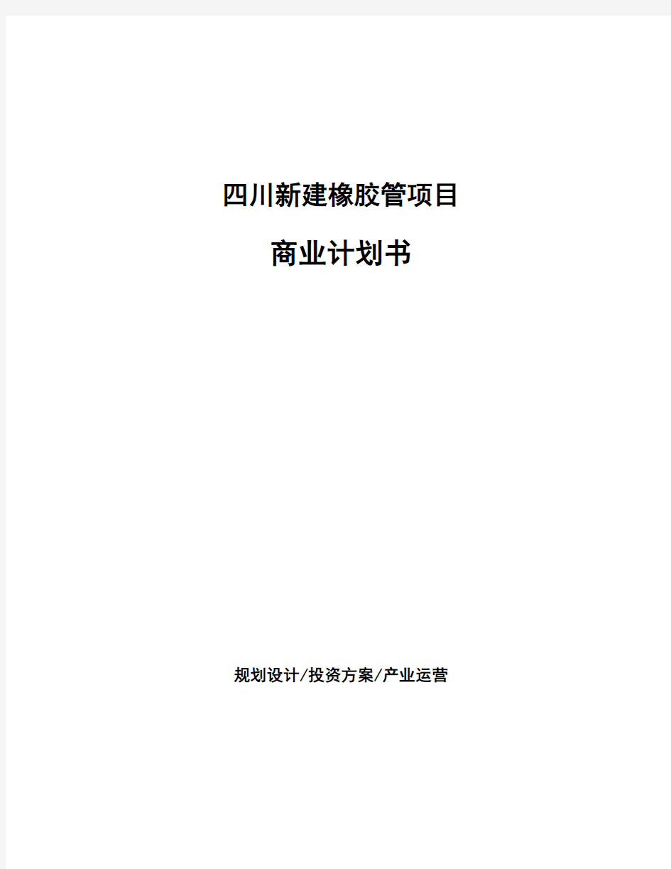 四川新建橡胶管项目商业计划书