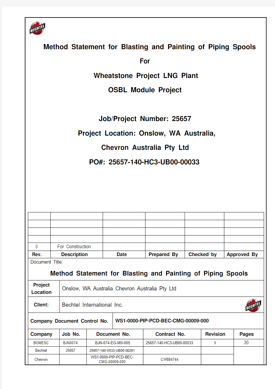 Method_Statement_for_OSBL_Module_Piping Spools Sandblasting_and Painting -中英对照