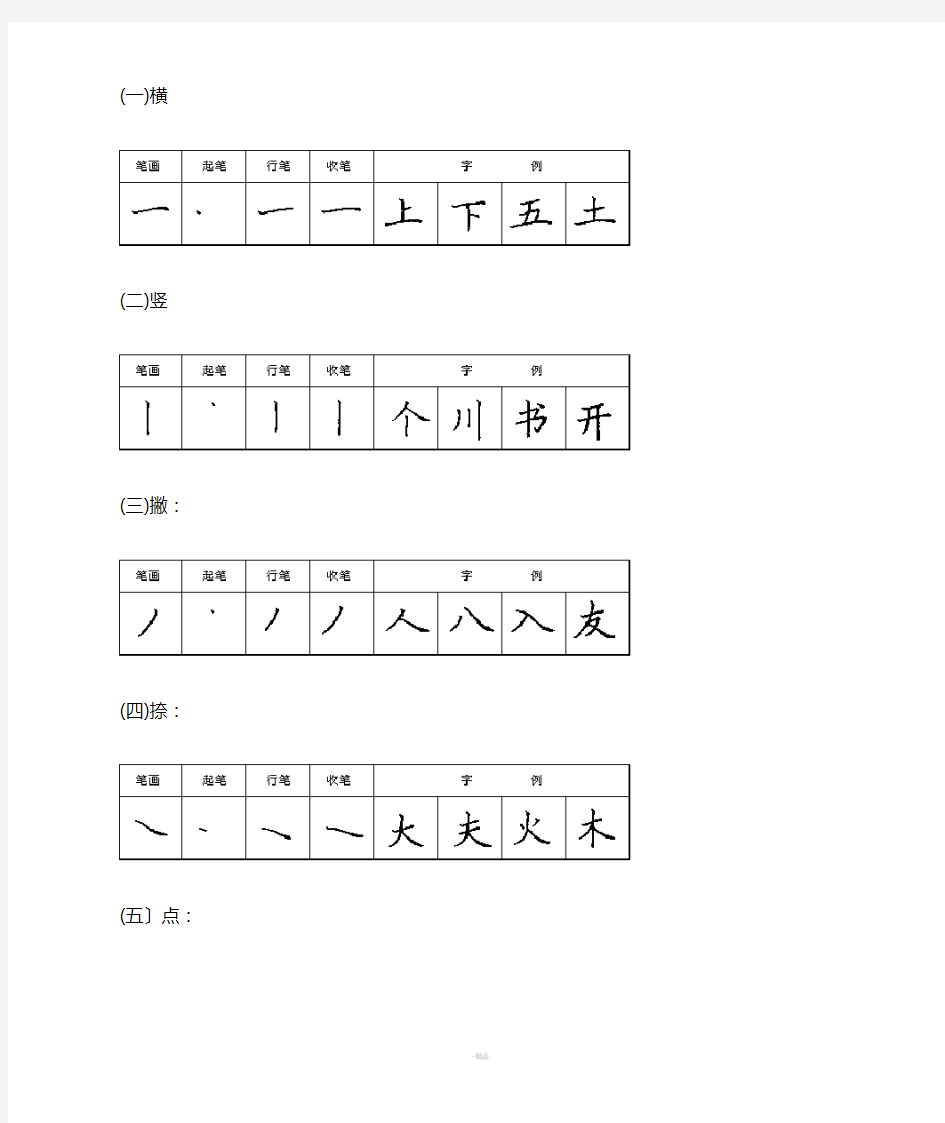 小学一年级语文基本笔画