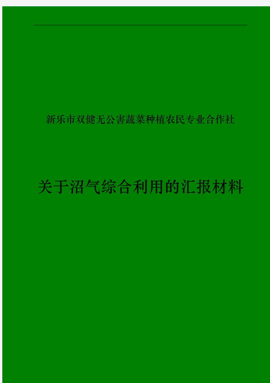 有关沼气综合利用的汇报材料