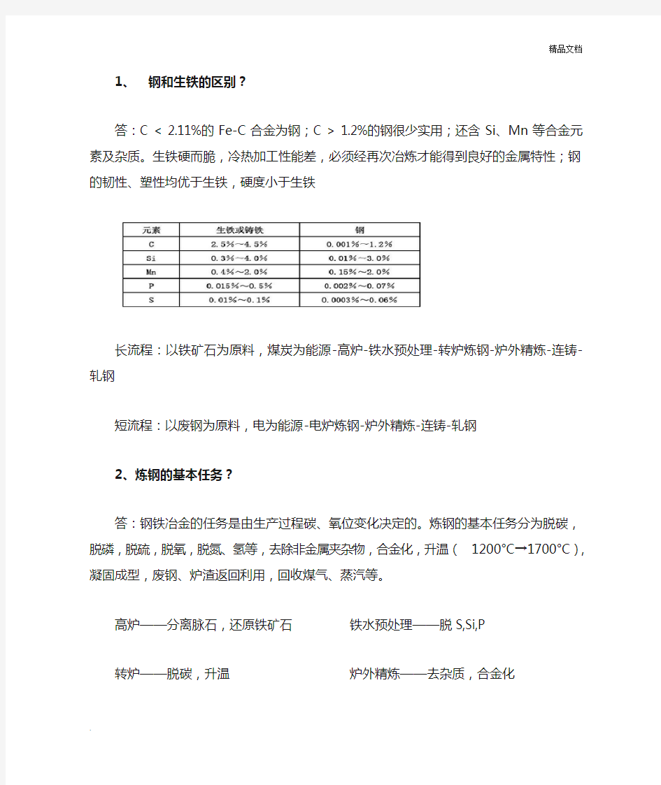 钢铁冶金学炼钢部分总结(知识点)