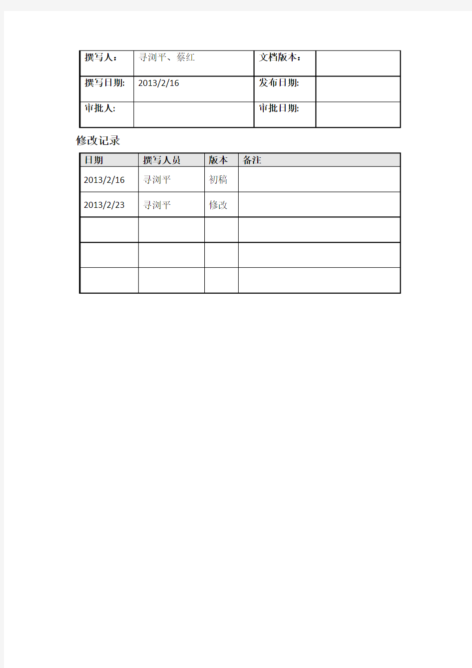 需求说明书模板