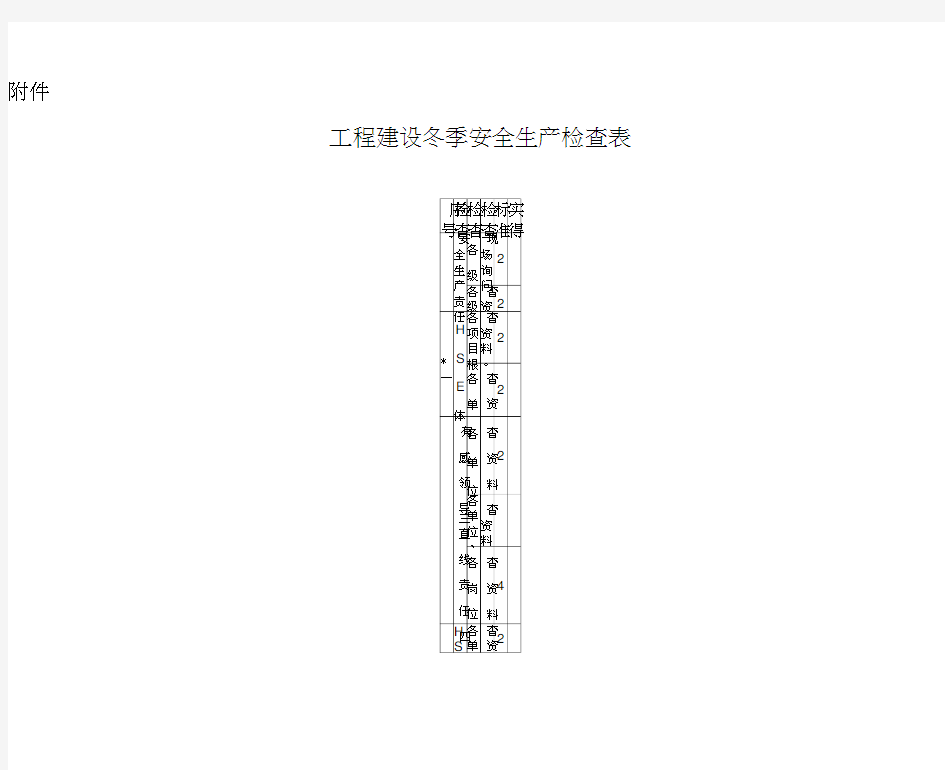 工程建设冬季安全生产检查表