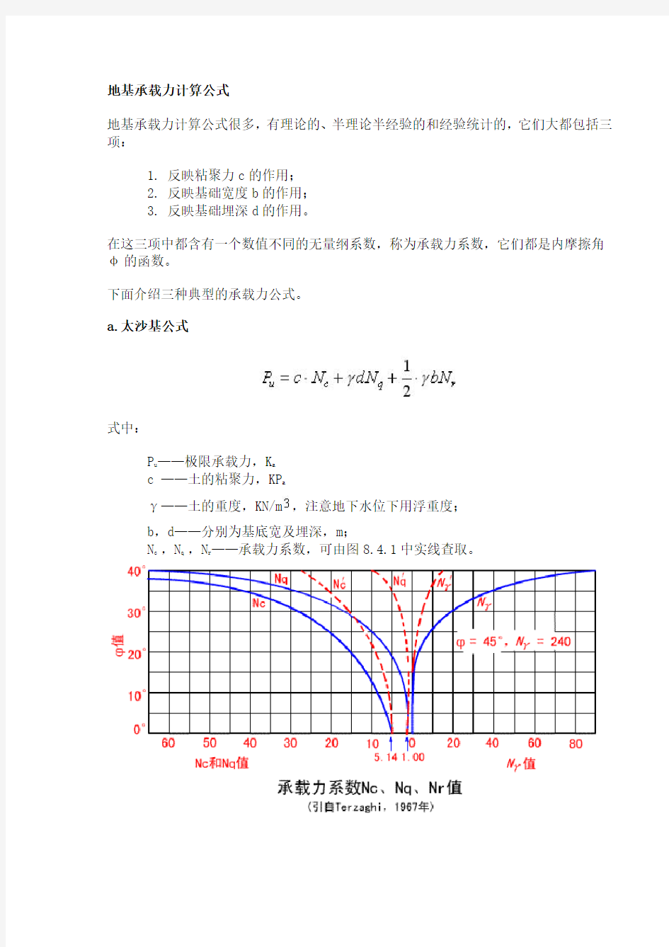 地基承载力计算公式