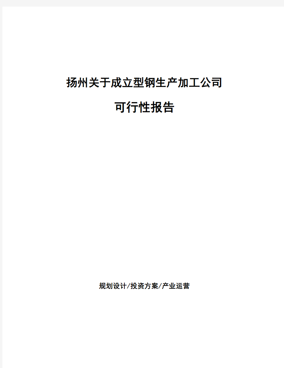 扬州关于成立型钢生产加工公司可行性报告