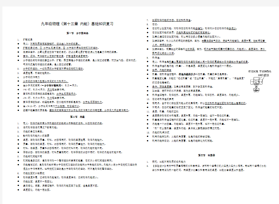 新人教版九年级物理内能和内能的利用复习要点汇总