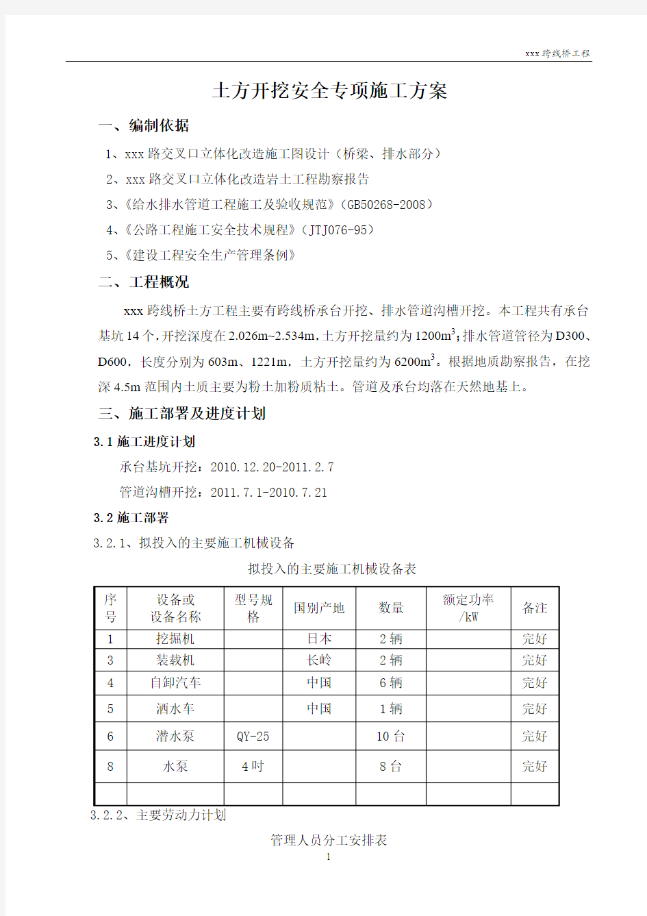 土方开挖安全方案