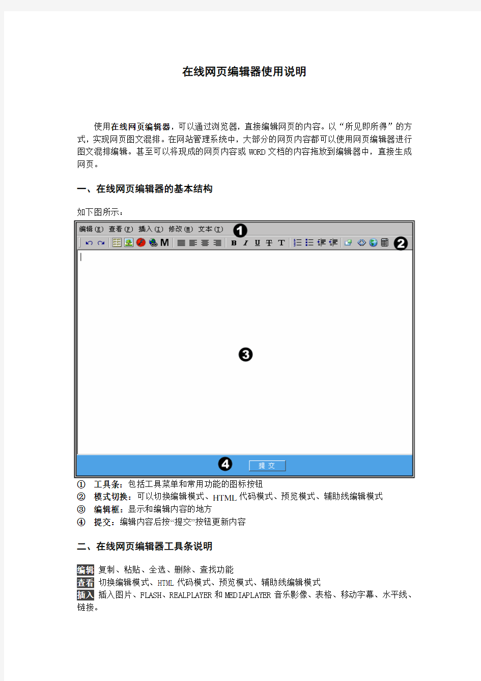 在线网页编辑器使用说明