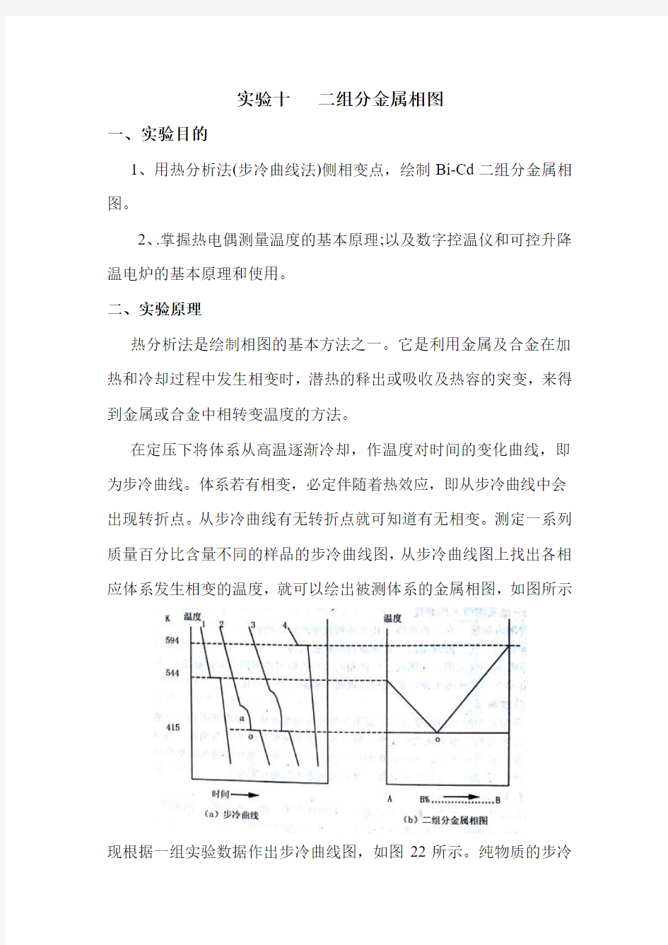 实验十   二组分金属相图(预习报告)