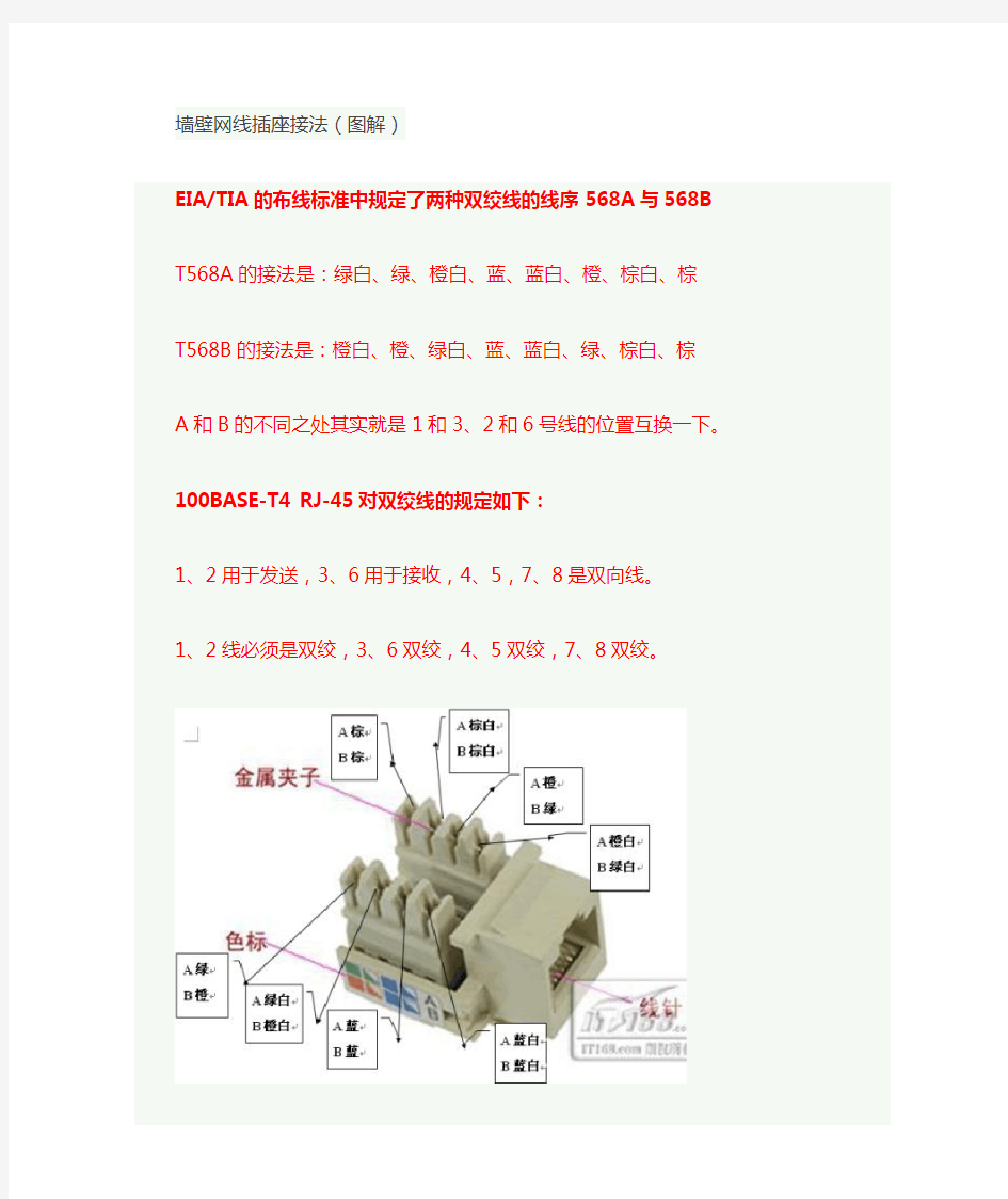 家庭网线插座接法