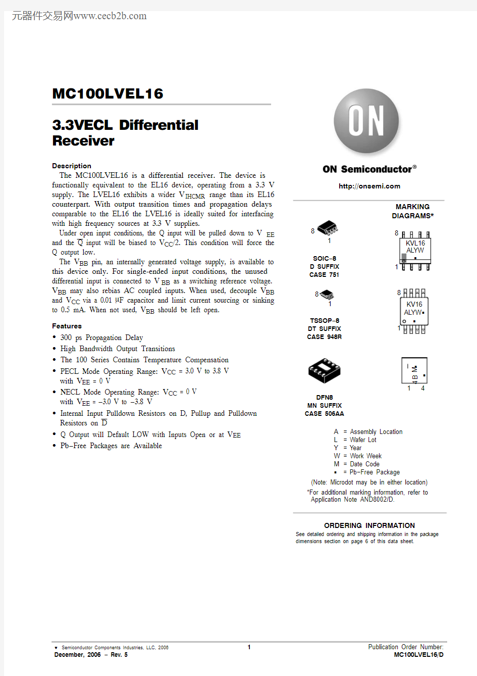 MC100LVEL16DTG中文资料