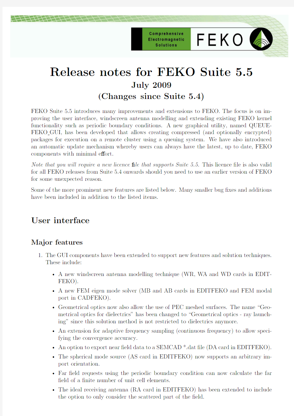 FEKO ReleaseNotes