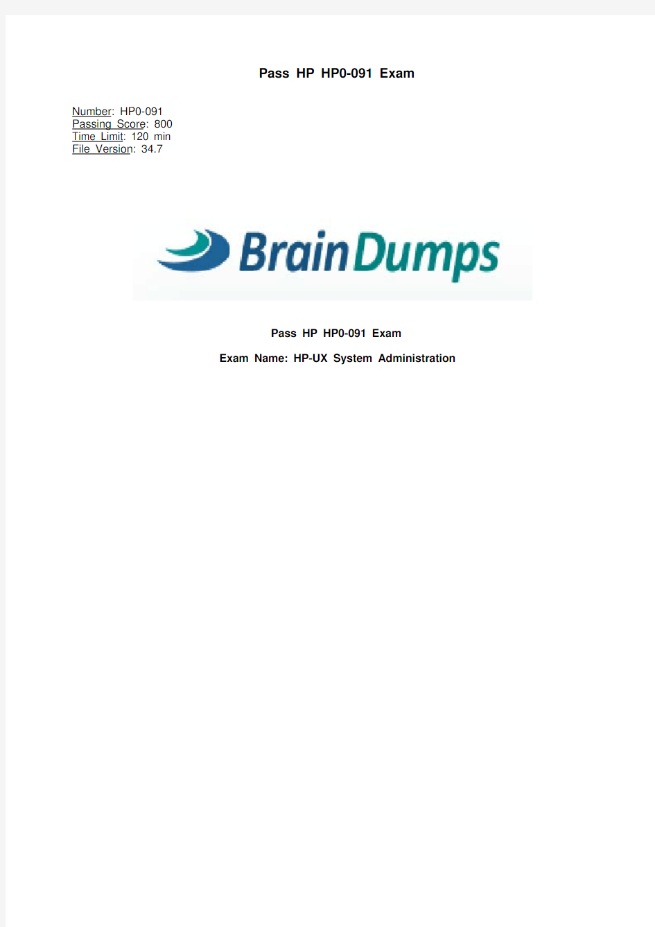 HP.Braindumps.HP0-091.v2014-04-15.by.Beverly