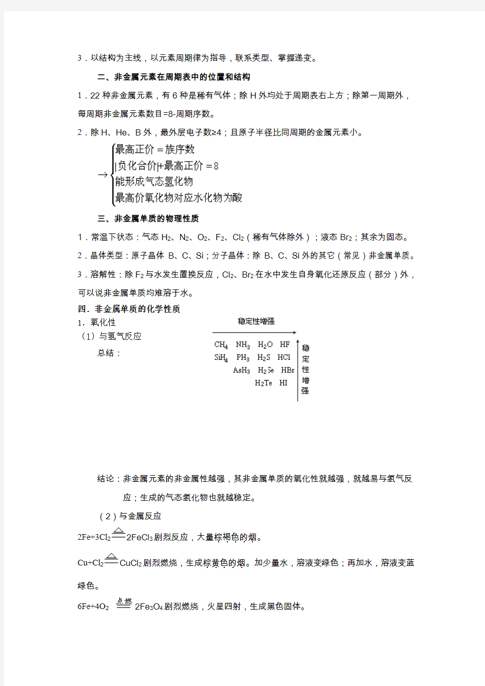 2013年高考化学二轮专题学案：专题(六)非金属元素