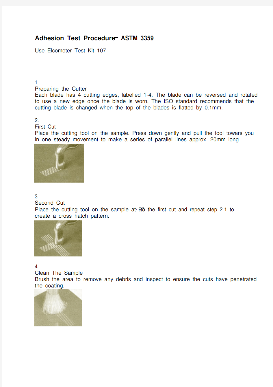 Adhesion Test Procedure(ASTM百格测试标准)