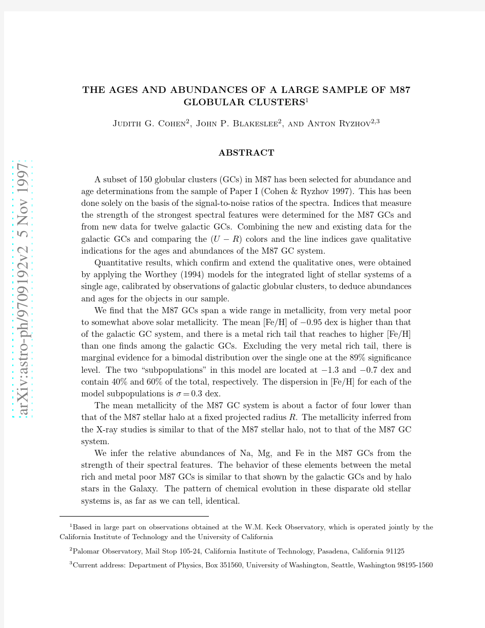 The Ages and Abundances of the M87 Globular Clusters