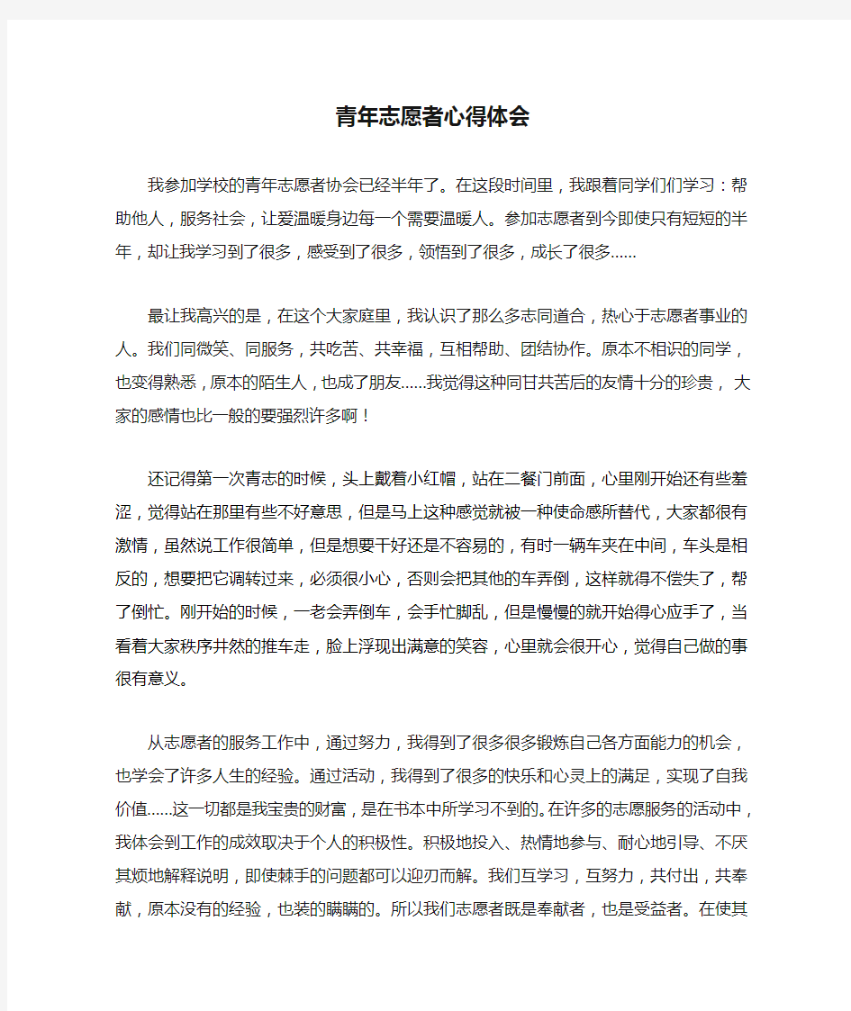 青年志愿者心得体会