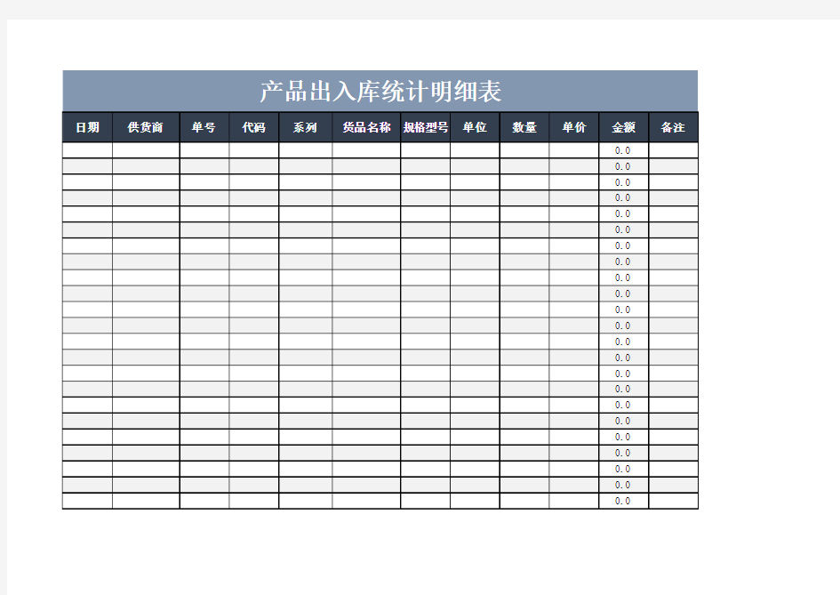 产品出入库统计明细表