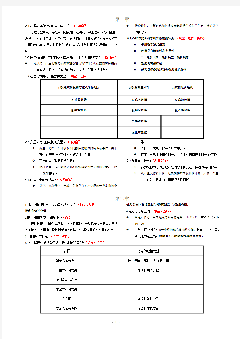 心理统计学复习题