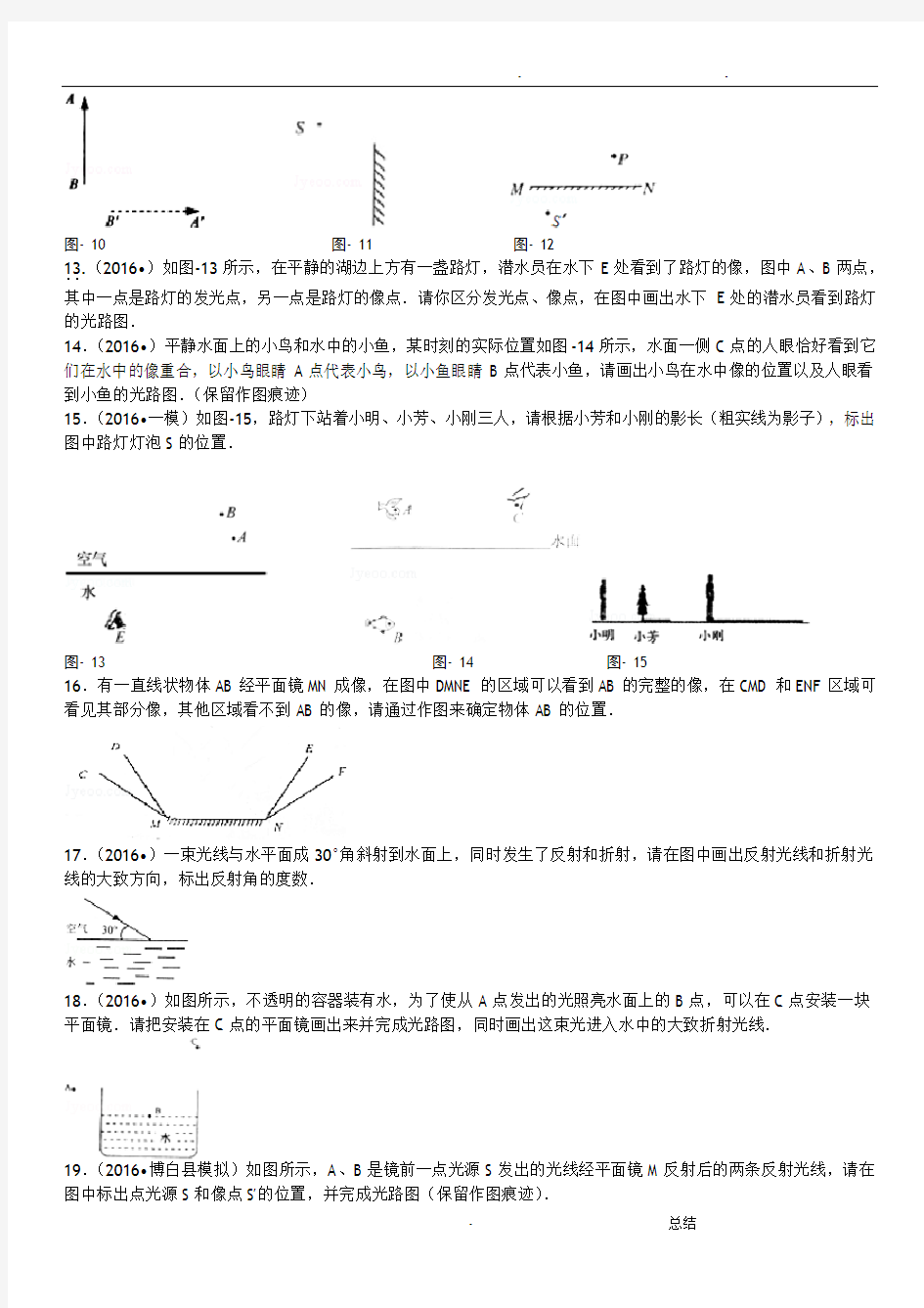 初中物理光的反射作图