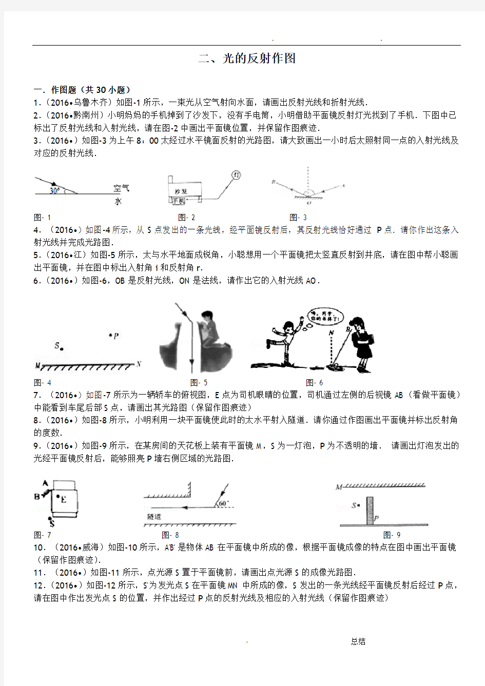 初中物理光的反射作图