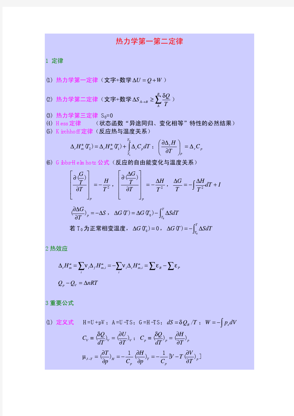 物理化学专业-各章内容