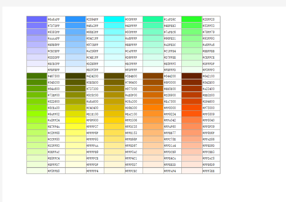 (完整)RGB颜色对照大全(图片直观显示),推荐文档